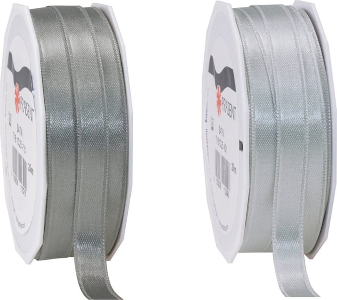 Glorex hobby - Satijn cadeau inpak deco sierlint - 2 tinten grijs - 25 meter x 1 cm
