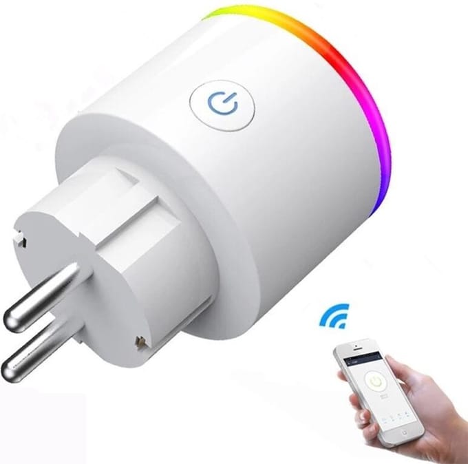 DrPhone VOICE2 Slimme WiFi Stekker 16A RGB LED – Smart Life – Alexa & Google Assistant – 2.4GHz – Wit