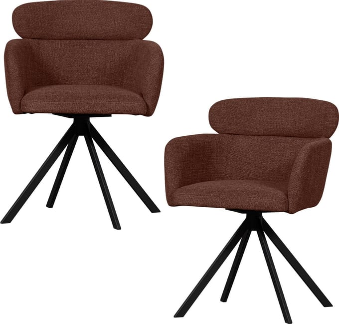 WOOOD Fenne Draaibare Eetkamerstoelen - Polyester - Chestnut-Set van 2