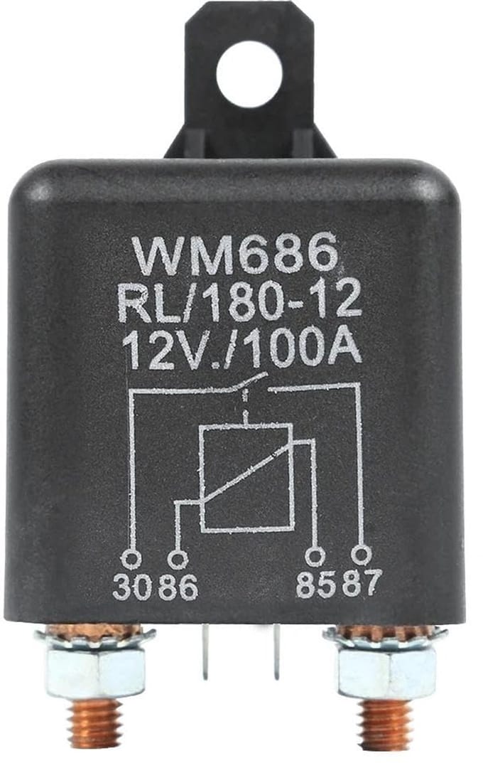 Relais 12V DC - Startrelais Lier Relais - Voertuig Circuits - Waterdichte Afdichting - 100A 4 Pins - Zwart