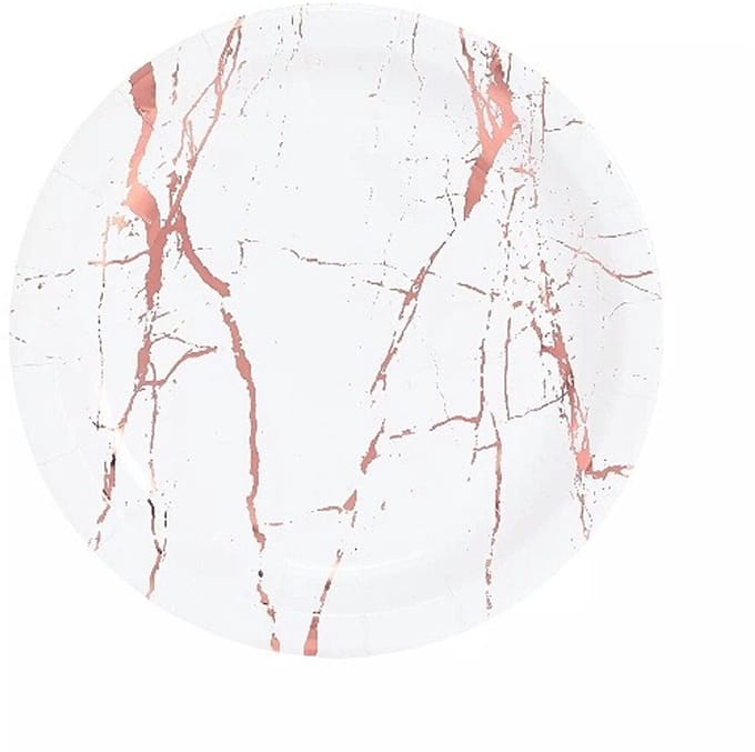 Kartonnen wegwerp borden – Marble Roségoud – 18 cm – 20 stuks – Wegwerpservies