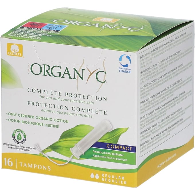 Organyc, biologische tampons, compact, normaal, 16 tampons beige