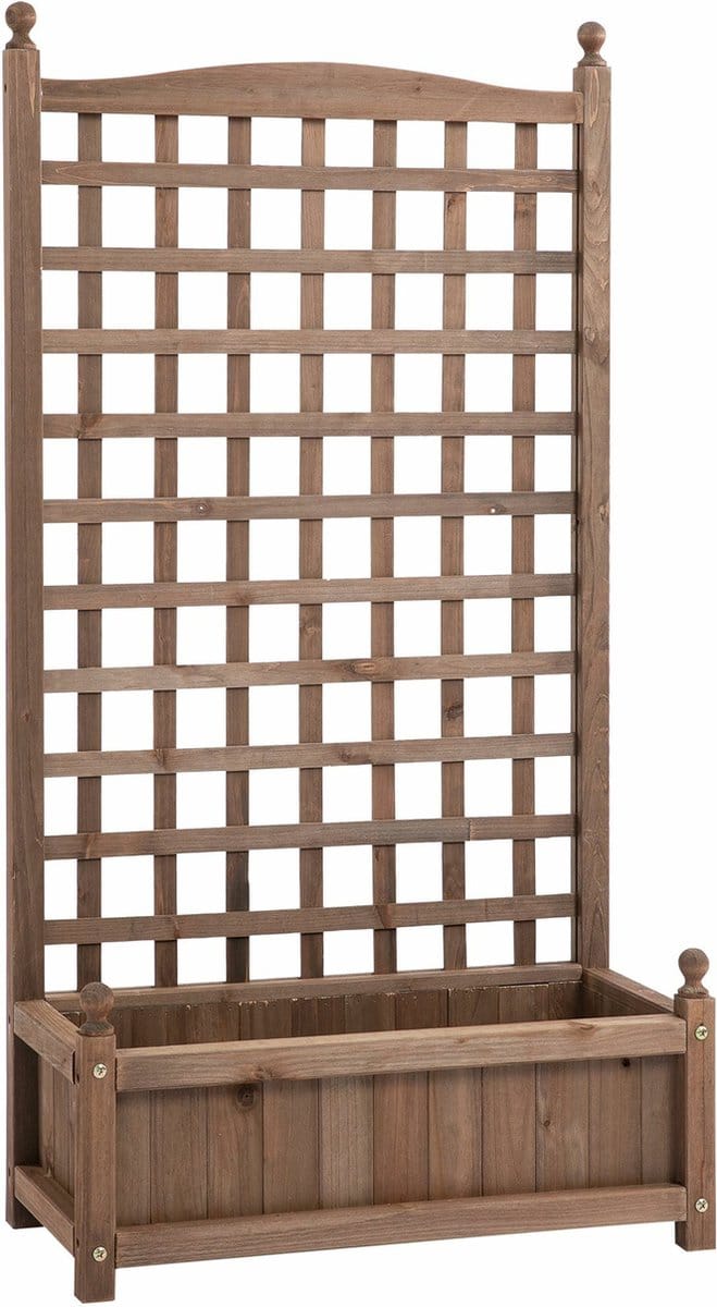Outsunny - Plantenbak - Klimkast - met Lekgaten - Donkerbruin