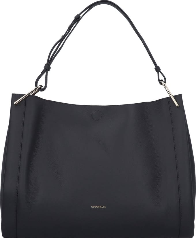 COCCINELLE Leren Schoudertas Wallace Shoulderbag Double Grainy Leather Noir / Cuir Zwart