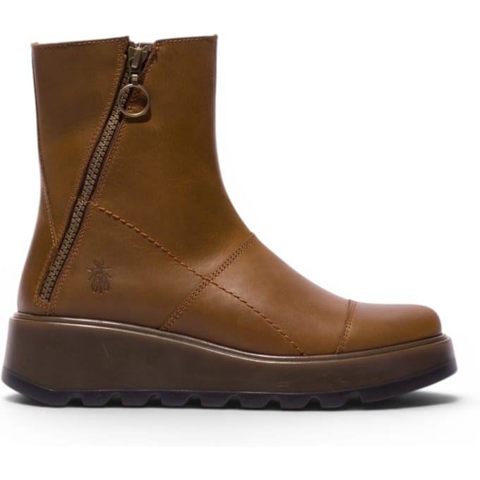 Fly London dames beige leren rits met rits op platform enkellaarzen - TARP553FLY