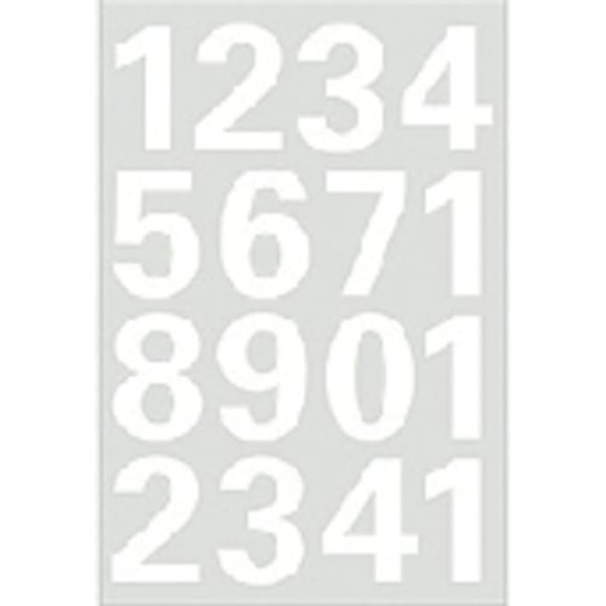 Herma Stickervel nummers - cijfers / getallen - 0 t/m 9 - 1x vellen - wit - 25 mm - watervast