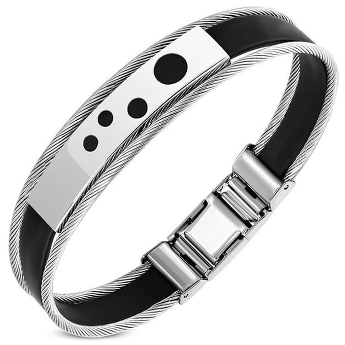 Montebello Armband Jack F - 316L Staal - Kabel - Rubber - 12mm - 20cm
