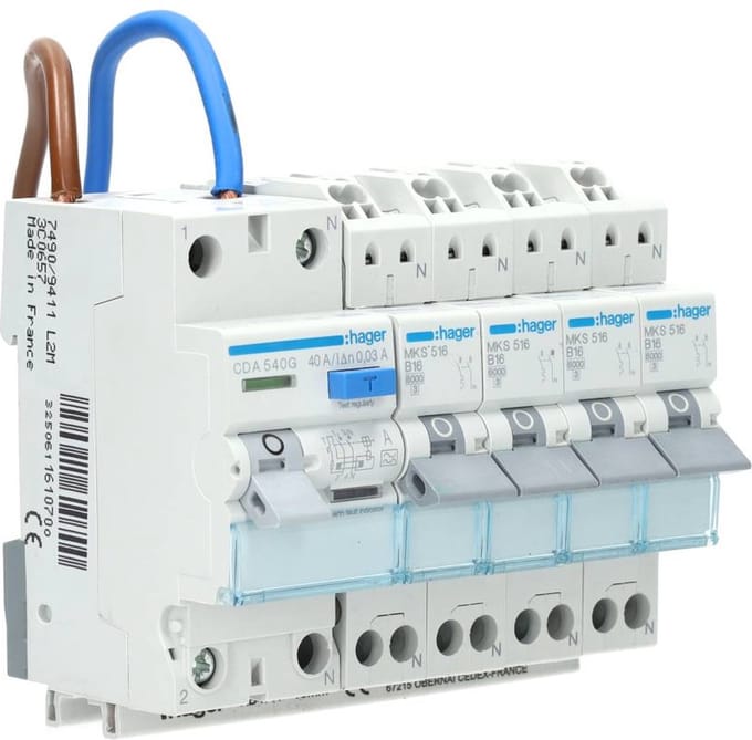 Hager VISION-inbouwunit met StroomonderbrekerS - VKS04COMBI - E32BE