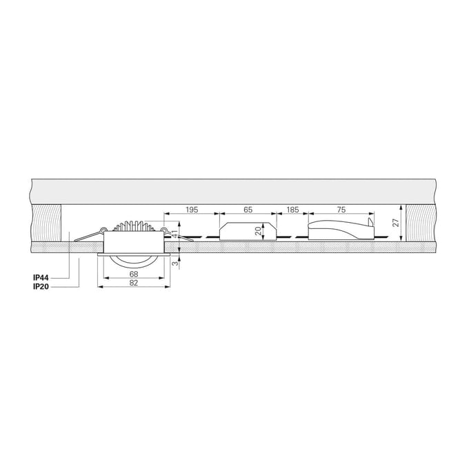 Deko-Light Plafond inbouwlamp Dione, IP44, 3.000 K, nikkel, dimbaar