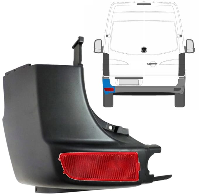 Hoek achterbumper + reflectorlamp voor Mercedes Sprinter 2006-2018 / Links / Set
