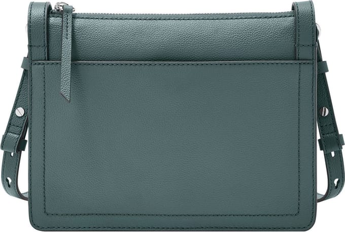 FOSSIL Leren Schoudertas Taryn Crossbody Bag Blue Blauwgrijs