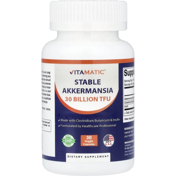 Vitamatic, Akkermansia Stabilisée, 30 Capsules Végétales