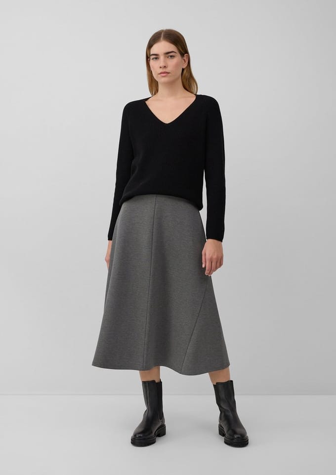 s.Oliver - female - Uitlopende midirok van interlockjersey