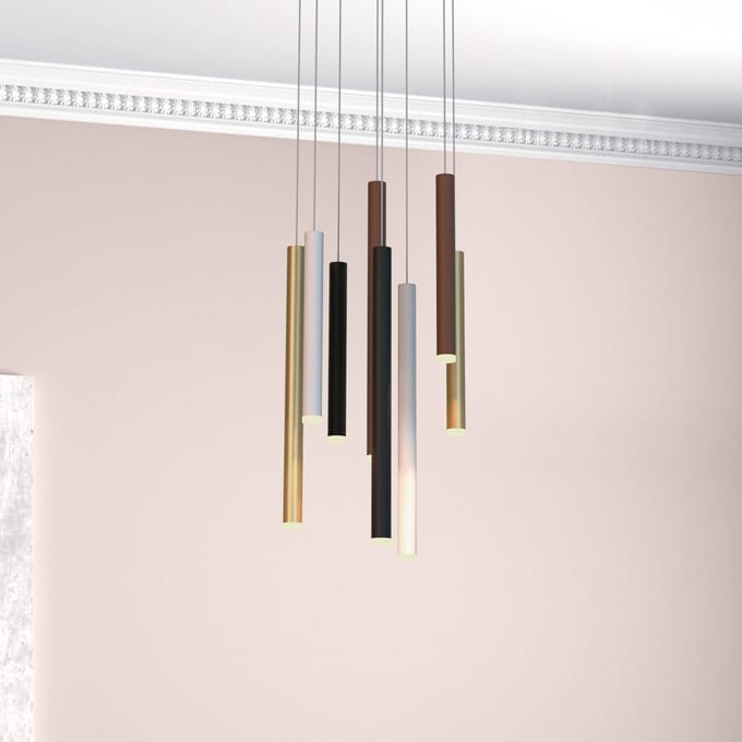 Mantra Iluminación Hanglamp Cala, 8-lamps, rond, aluminium, ijzer