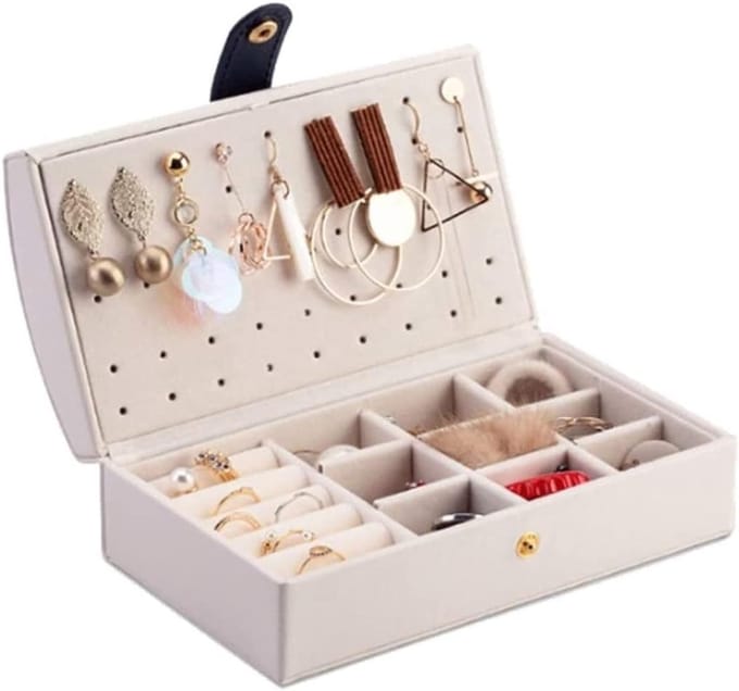 Sieradendoos Organizer - Juwelendoosje Reis - Sieraden Opbergen - Dubbellaags Ontwerp - 17x9x6 cm - A