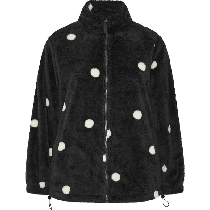 Yours Zwarte Fleece Met Stippen En Ritssluiting Size 48