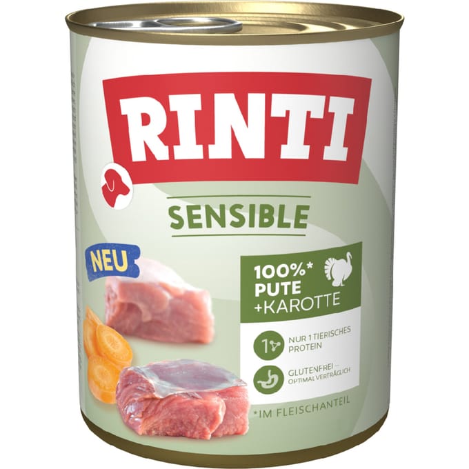 Rinti Sensible Gemengd Pakket 12 x 800 g Hondenvoer - Kalkoen & Wortel
