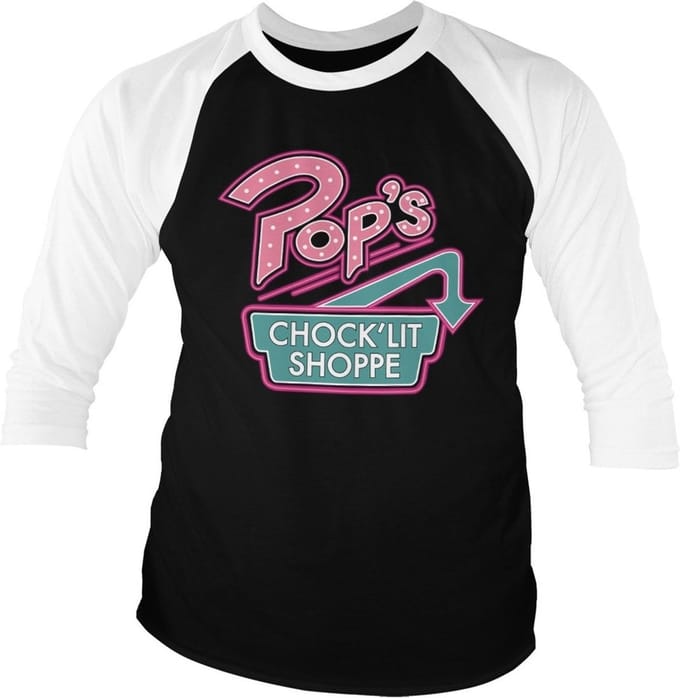 Riverdale Pop's Chock'Lit Shoppe Baseball T-shirt met 3/4-mouwen, witite-Black