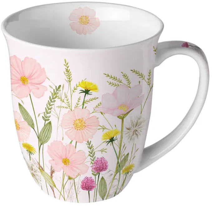 Ambiente Mok beker 0,4 L, Pastel Bloemen Roze