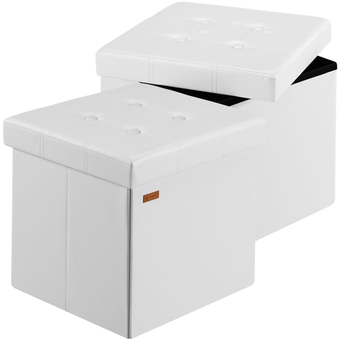 Casaria Poef Opbergruimte - Set van 2 40x40x40cm 40L Kunstleer –Wit