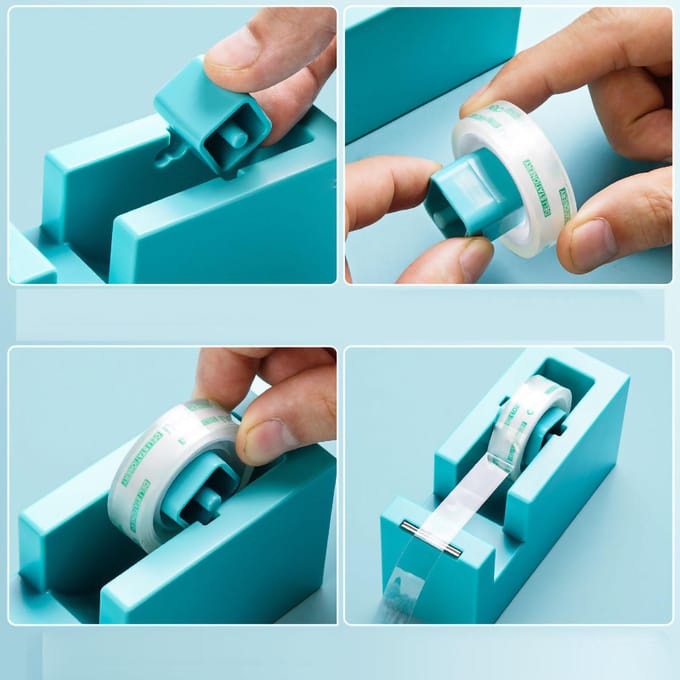 Distributeur de ruban adhésif Style simple Portable Résine ABS Distributeur de ruban adhésif de bureau pour bureau École Bleu clair bleu clair