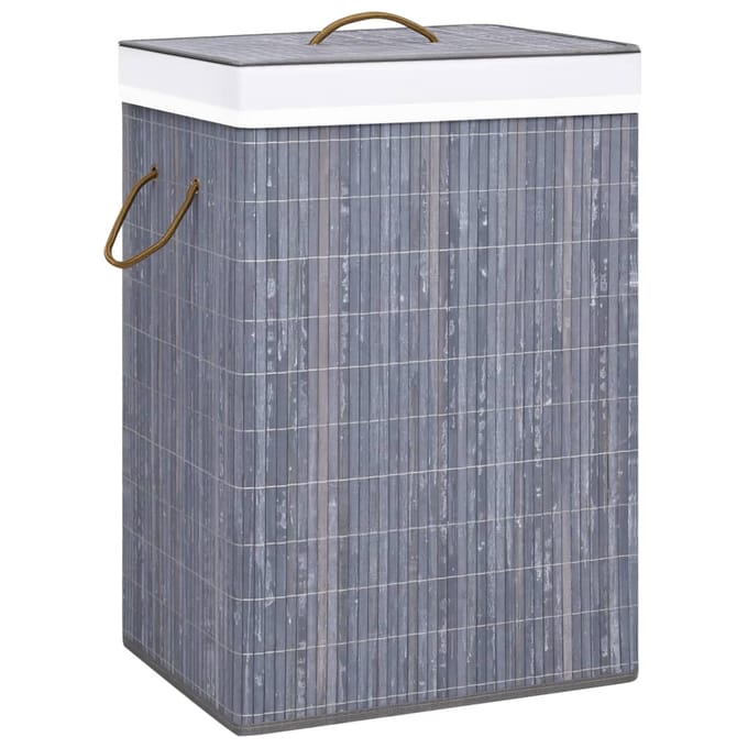 vidaXL - Wasmand - met - 2 - vakken - 72 - L - bamboe - grijs