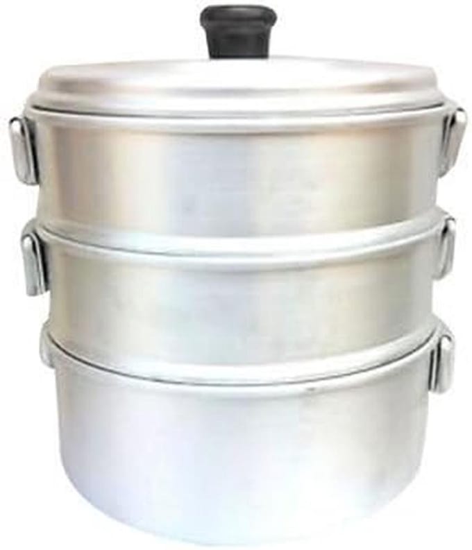 Aluminium Stoompan met Drie Niveaus, Capaciteit 2.7 Liter