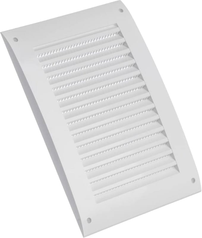 Ventilatierooster 170x250mm met Insteekbaar Insectenhor - ABS Kunststof Wit