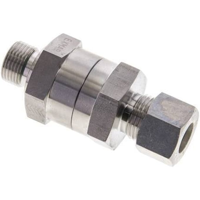 12L (M18x1.5) & G3/8'' Regeling-In RVS Terugslagklep Knelfitting Buitendraad 1-250 bar ISO 8434-1
