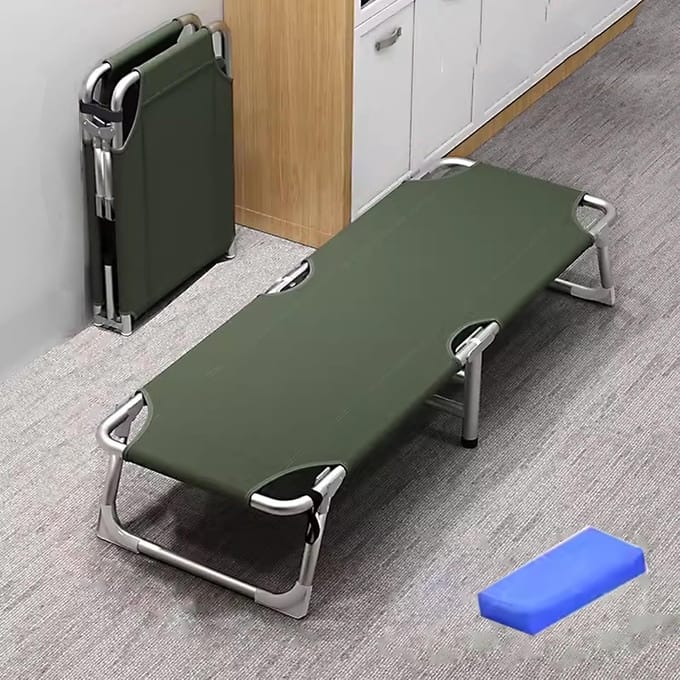 Opklapbed Kamperen - Dutjebed Buiten - Ontspannen Buiten - Verstevigd Staal Frame - 181x60cm - Groen
