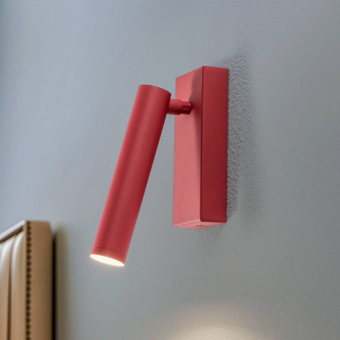 Argon LED wandlamp Rulo, rood, staal, 3000 K