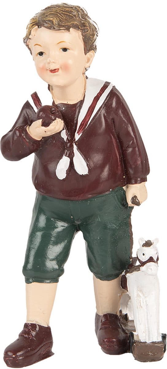 Clayre & Eef Kerstdecoratie Beeld Kind 15 cm Bruin Kunststof