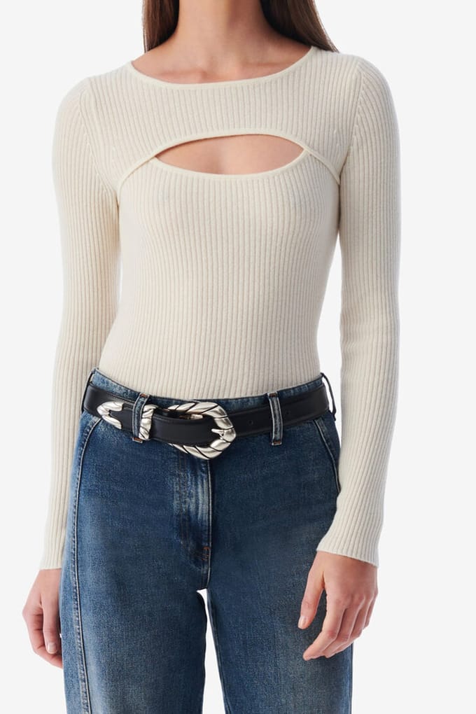 IRO Paris Daati Pullover Ecru Maat: L | Longsleeves Outlet | Dames | Ecru