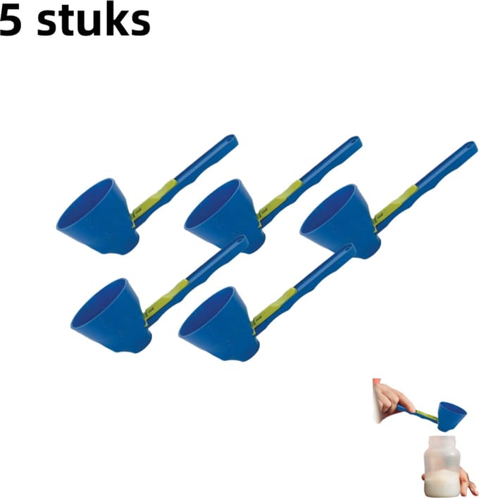 5-pack - Melkpoeder anti-lek lepel - Eiwitpoeder schuifzeef - Scheidingszeef - Blauw