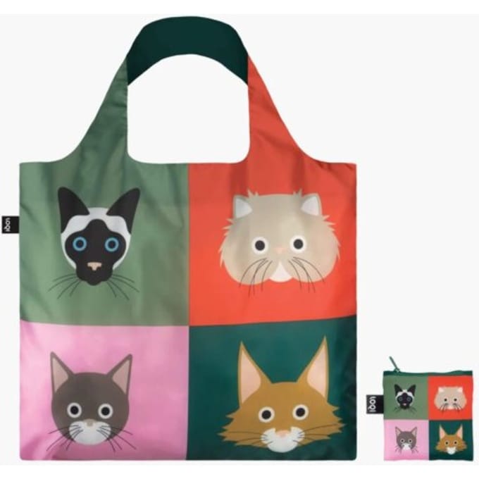Loqi opvouwbare tas - stephen cheetham cats gerecycled