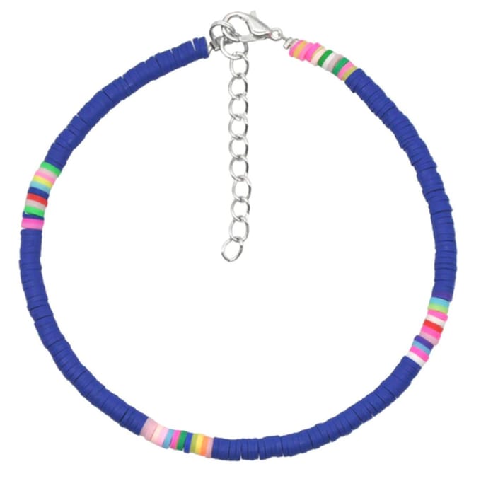 Vrolijke Enkelband met 4mm Kralen - Donkerblauw