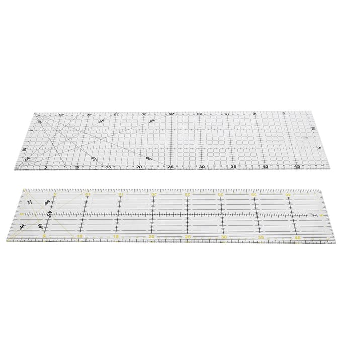 2 stuks quiltliniaal, multifunctioneel, naaien, tekenen, handwerken, schaal, meetinstrument white