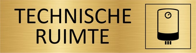 CombiCraft deurbordje Technische ruimte in goud met tape - 165 x 45 mm