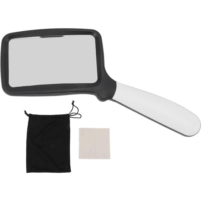 Loupe de poche pliable avec lumière 5 LED 3X Grande loupe de lecture rectangulaire avec