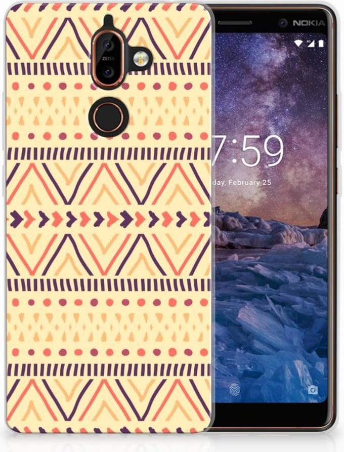 Back Cover voor Nokia 7 Plus TPU bumper Aztec Yellow