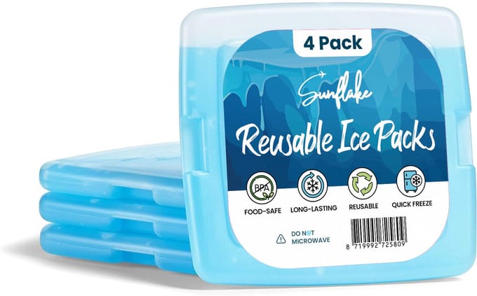 Mini Koelelementen voor Koeltas & Koelbox - Platte Mini Vrieselementen met Gel voor Lunchbox - 4 Stuks - Sunflake