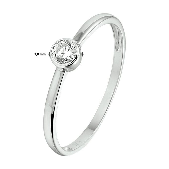 The Jewelry Collection Ring Zirkonia - Witgoud