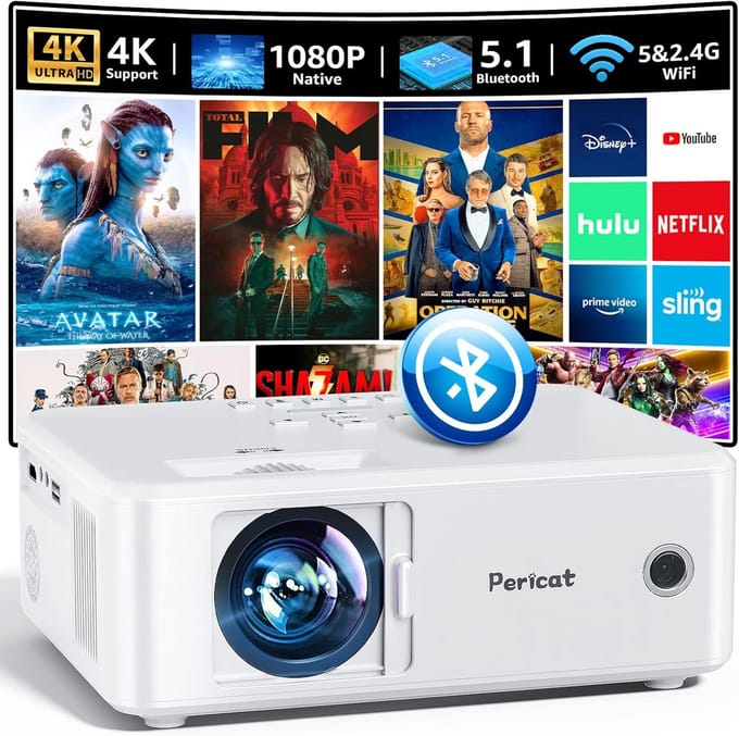 Draagbare Full HD 1080P Videoprojector met 5G WiFi & Bluetooth - 4K Ondersteuning - Thuisbioscoop & Scherm Spelen
