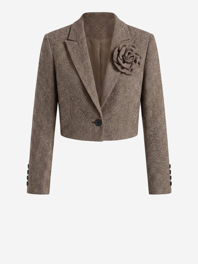 OMBRE Blazer - Regular Fit - Knopen - Effen Bruin XL