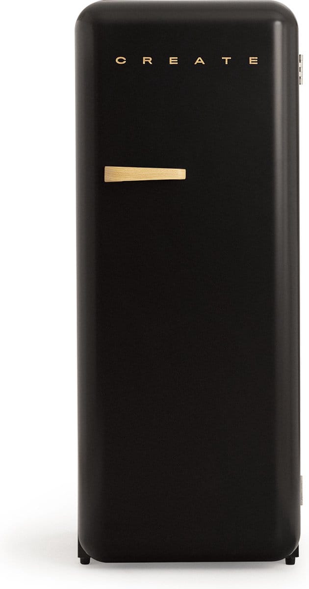 CREATE - Koelkast in retrostijl - Zwart - Handvat Hout - FRIDGE RETRO 281L