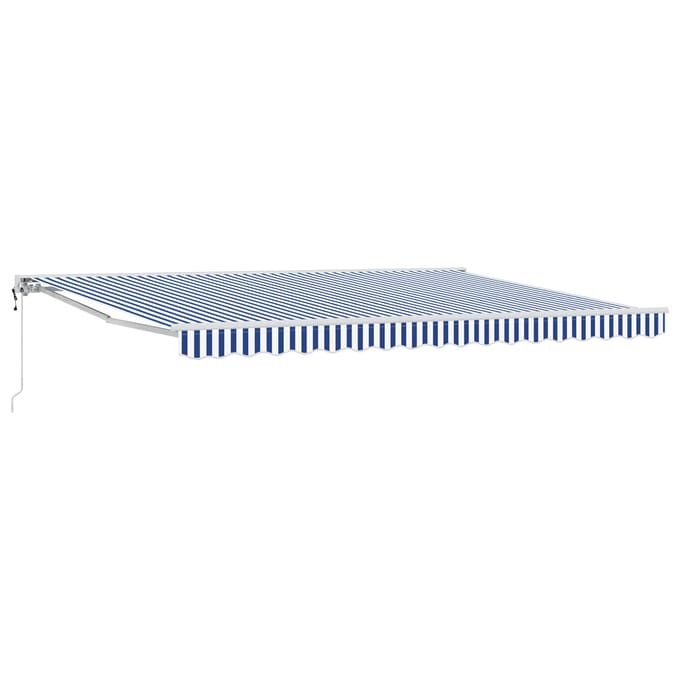 vidaXL - Elektrisch - Uitschuifbare - Zonneluifel - Blauw - en - Wit - 4 - × - 3 - m
