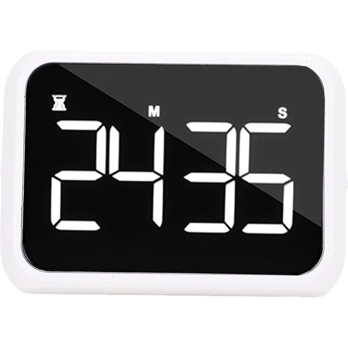 Digitale Timer 4 Inch LED-scherm Instelbare Helderheid en Volume Magnetische Count Down Up Timer voor Studie Koken Fitness wit