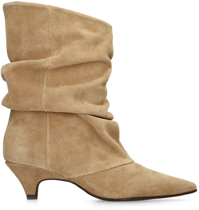 Sacha - Dames - Beige suède enkellaarsjes met hak - Maat 41