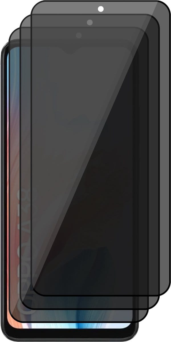 Privacy Screenprotector geschikt voor Oppo A38 / A18 - 3x Volledig Dekkend Glas Screen Protector