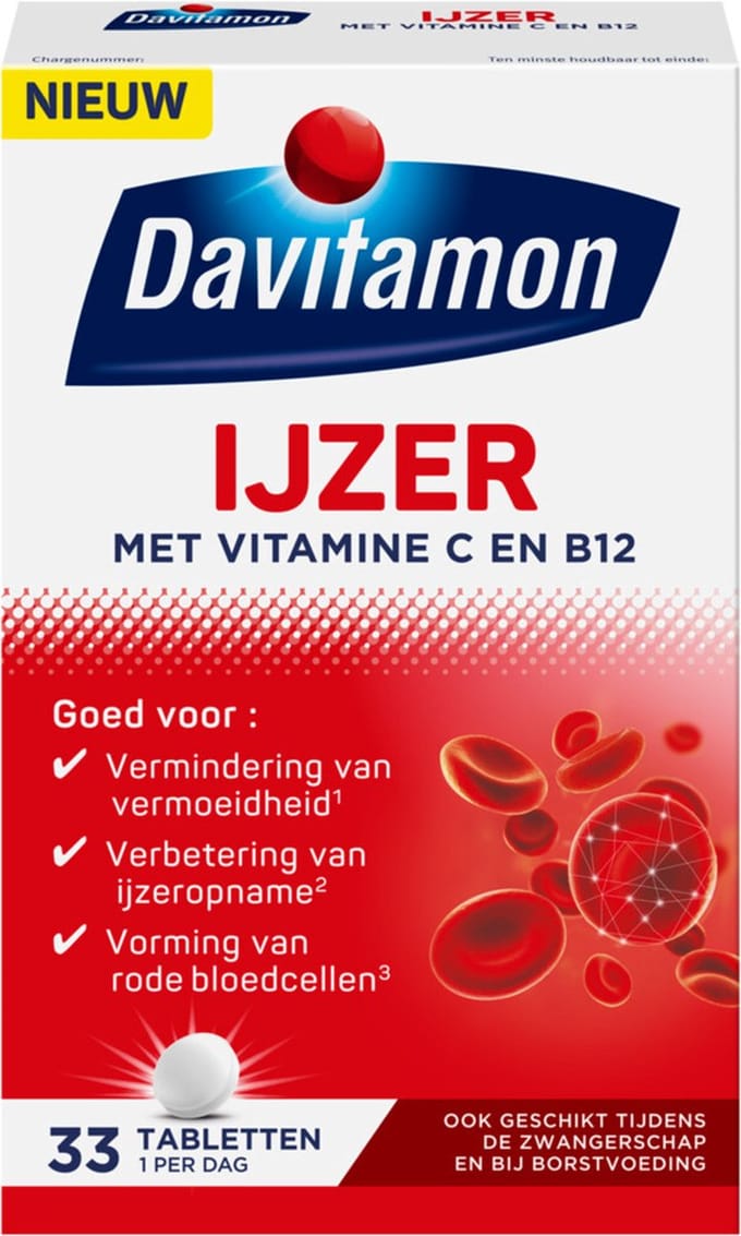 Davitamon IJzer Met Vitamine B12 - 2 x 33 tabletten - Voordeelverpakking